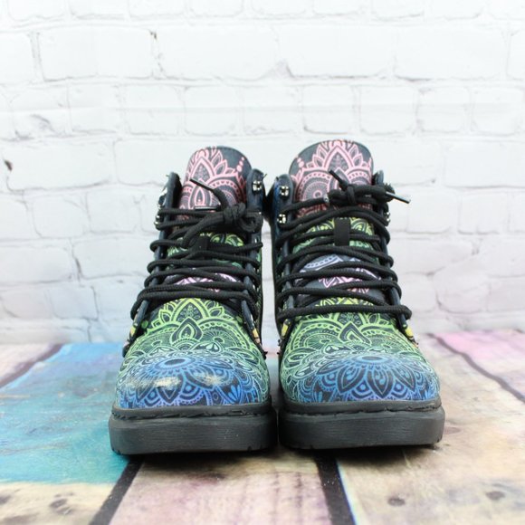 Hi-Top Black Unicorn Ankle Boots Size 7 - Picture 4 of 9